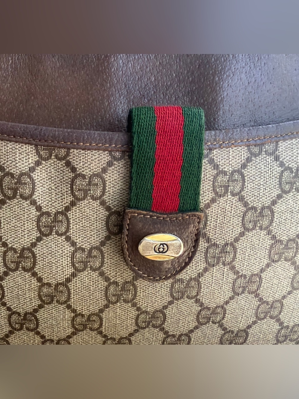 Last day sale GUCCI GG Supreme Coated Canvas w Sherry Web  Convertible Bag  VGVC - Picture 4 of 16